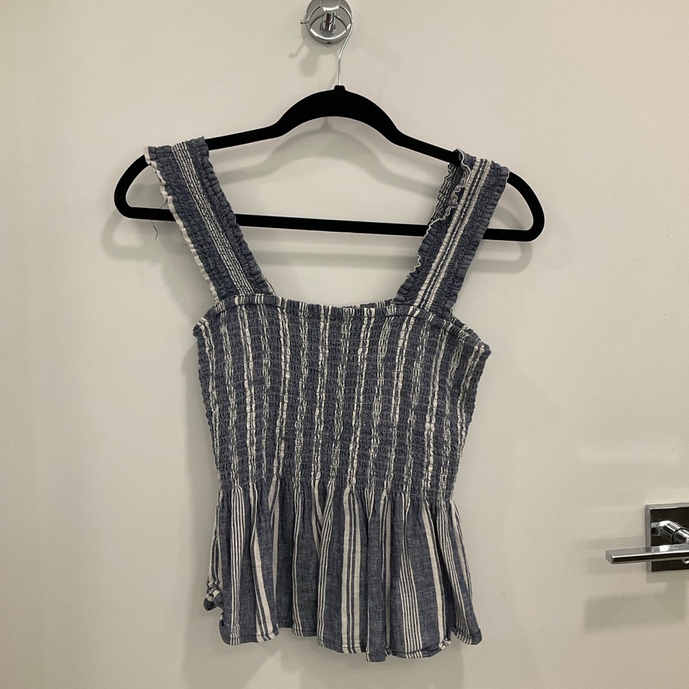Anthropologie Blue Blouse with Elegant Embroidery